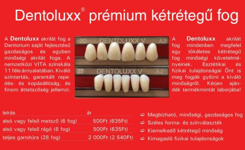Dentoluxx Premium akrilát műfog ALSÓ METSZŐ